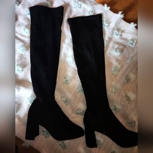 Black Knee High Suede Boots Size 9